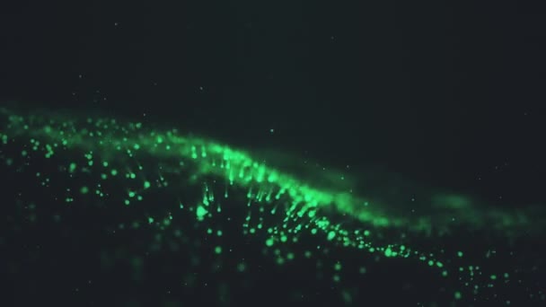 Abstrakt Digitaler Wellenhintergrund dunkelblau 3D-Rendering Animation verschwommene Partikelbewegungen Hintergrund glänzend schimmern und Glitzerpartikel Sterne Funken Bokeh-Bewegung — Stockvideo