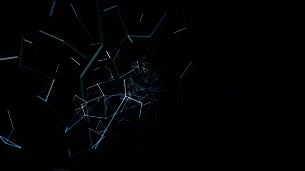 abstract blue plexus geometrical background with moving black lines and dots. looping cg animation good for youtube intro or outro in the left side with space for title, logo or score background 4K