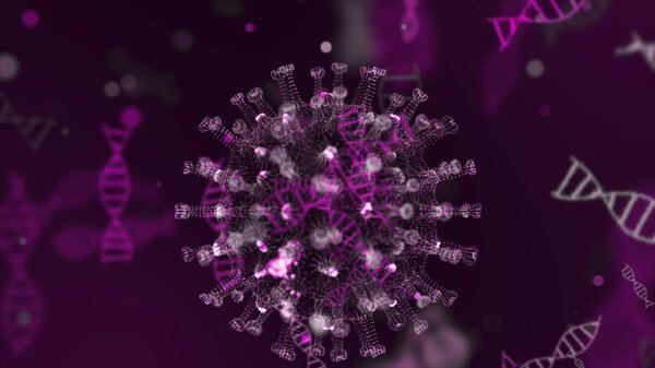 3D animation rendering of a coronavirus. Pathogen outbreak of bacteria and virus, disease causing microorganisms like the Coronavirus 2020