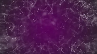 Büyük veri görselleştirmesi, soyut nanoteknoloji Mor renkli pleksus arkaplan, fotokopi alanı ile örgü nanoteknoloji küresel ağı mükemmel döngü içinde animasyon 4k 3840 2160
