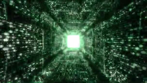Big Data Digitális alagút tér futurisztikus mátrixszal. Technológiai és kapcsolódó mozgási háttér. Zökkenőmentes hurok 3D renderelés — Stock videók