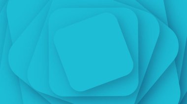 Hipnotik, sürekli değişen katmanlı, yuvarlak kare şekiller parlak bir turkuaz renk paletinde uzaklığa doğru kayboluyor. Bu bir 4K 3D canlandırma..