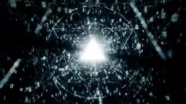 Neredeyse siyah bir dijital tünelin yer aldığı yoğun ve dramatik bir döngü. Yüzen ikili basamaklar ve parlayan üçgenler güçlü bir soyut manzara oluştururlar. Siber güvenlik, hackleme ya da