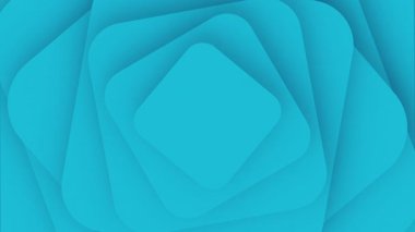 Hipnotik, sürekli değişen katmanlı, yuvarlak kare şekiller parlak bir turkuaz renk paletinde uzaklığa doğru kayboluyor. Bu bir 4K 3D canlandırma..