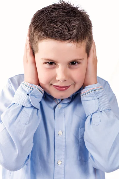 Child covering his ears — Stock Photo, Image