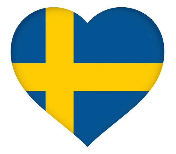 Flagga Sverige hjärta — Stockfoto