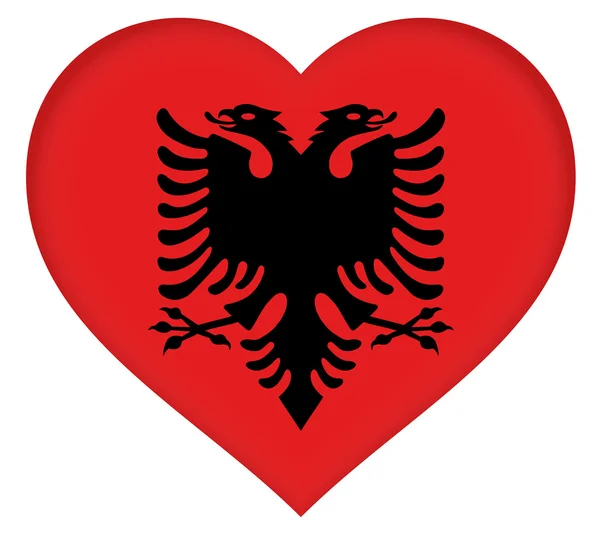 Vlajka Albánie srdce — Stock fotografie