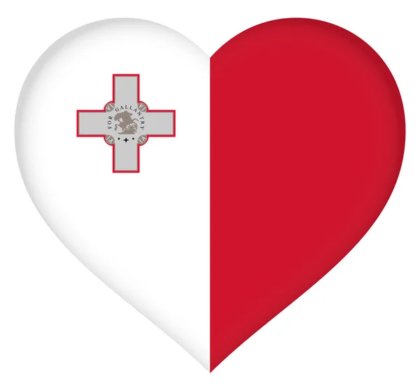 Bandera de Malta Corazón — Foto de Stock