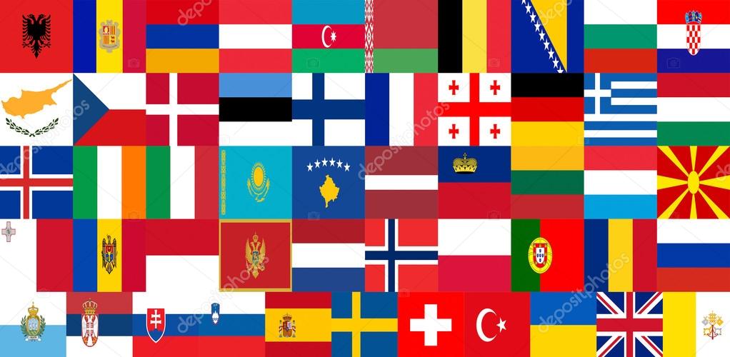 Bandeiras nacionais de países europeus com legendas . imagem vetorial de  moodbringer© 275531372