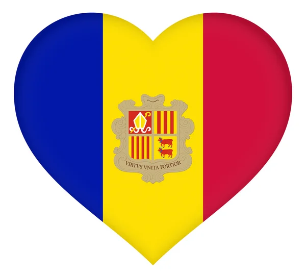 Bandera de Andorra Corazón — Foto de Stock