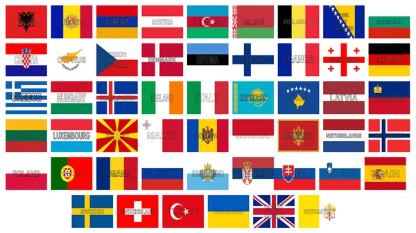 52 bandeiras de países europeus em forma elipse europa bandeira