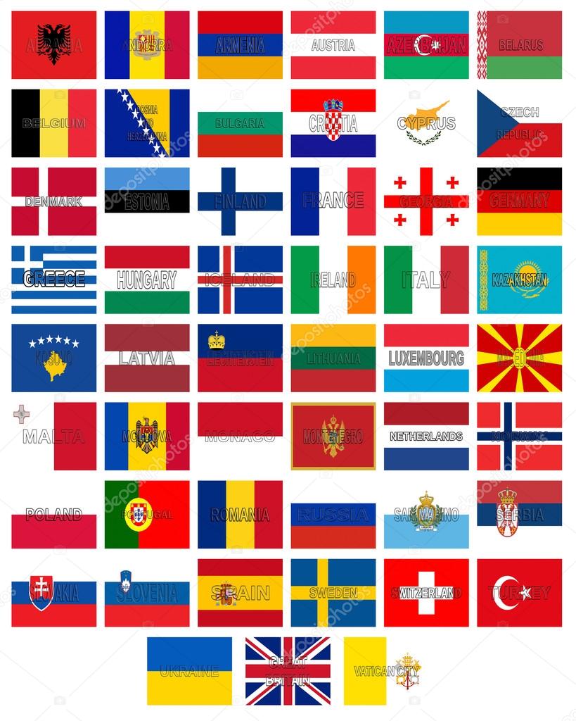 lijst van vlaggen van europa woorden — stockfoto © diverroy #122867090