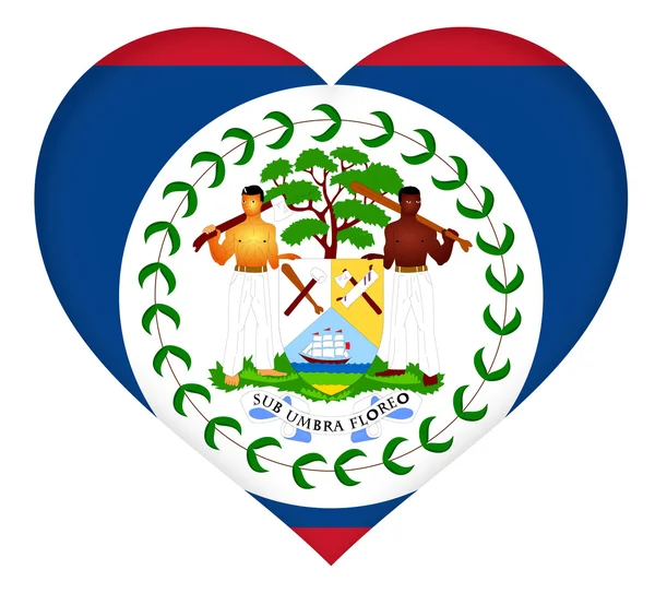 Flagge von belize heart — Stockfoto