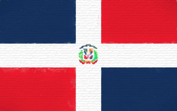 Flagga Dominikanska republiken väggen — Stockfoto