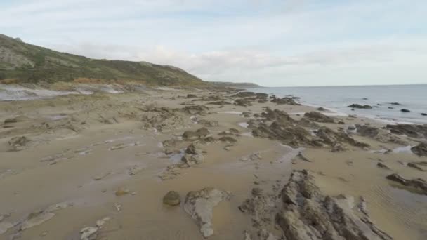 Playa rocosa y orilla . — Vídeo de stock