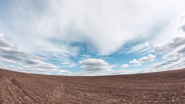 Rychlé Mraky Nad Zemědělskou Půdou Velké Zemědělské Pole Bez Rostlin — Stock video