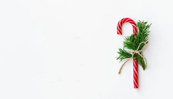 Fondo Navidad Con Bastones Caramelo Atados Con Una Cuerda Con — Foto de Stock