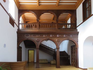 - Rusya. Moskova bölgesindeki Şcherbatov malikanesi. İngiliz tarzında güzel bir kale. İç dekorasyon.                          