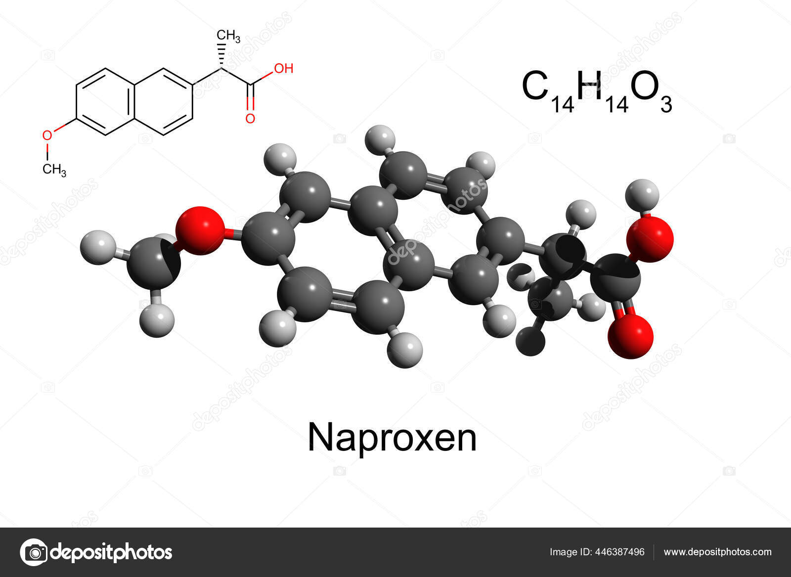 Chemical Formula Structural Formula Ball Stick Model Naproxen Common Non Stock Photo by