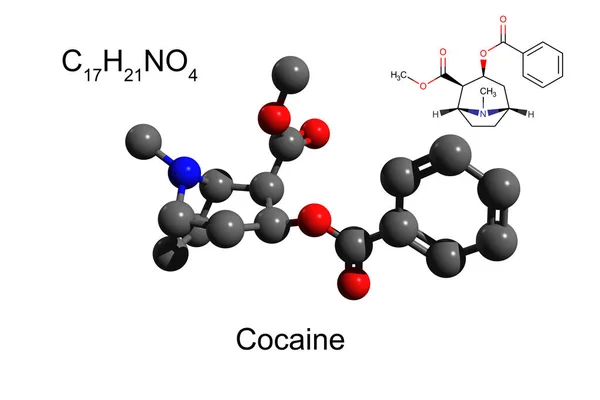 Wzór Chemiczny Formuła Strukturalna Model Piłka Stick Kokainy Silny Stymulant — Zdjęcie stockowe