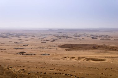 The Qiddiya project construction site and Dhurma as seen from the Tuwaiq escarpment.