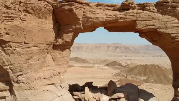 Caméra Traverse Arche Naturelle Riyad Arabie Saoudite — Video