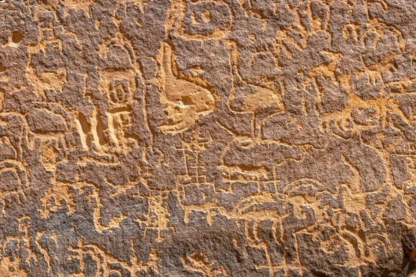 Petroglyphische Tierbilder Auf Dem Graffiti Felsen Qaryat Asba Musayqirah Provinz — Stockfoto