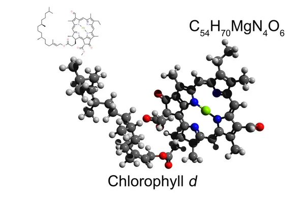 Chemický Vzorec Kosterní Vzorec Ball Stick Model Pigment Chlorofyl Bílé — Stock fotografie