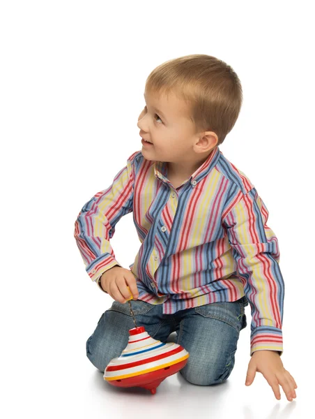 Boy plays on the floor — Stock Photo, Image