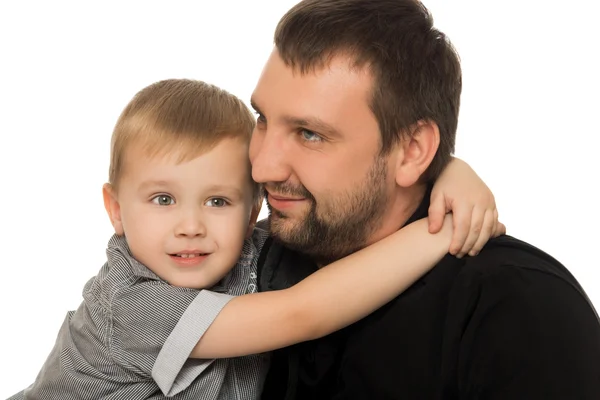 Son hugging dad — Stock Photo, Image