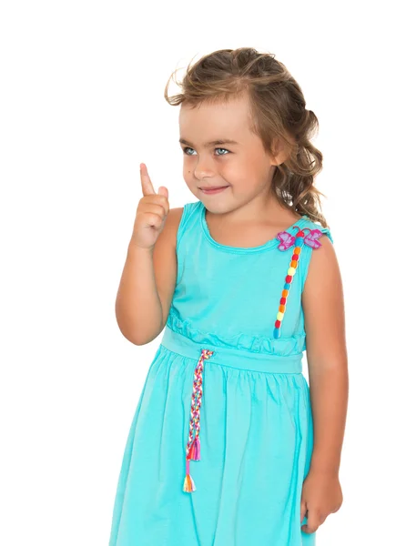 Girl threatens with a finger — Stock Photo, Image
