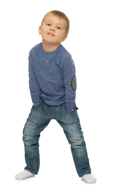 Mały chłopiec w dżinsach — Zdjęcie stockowe