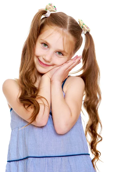 The girl long tails on the head Royalty Free Stock Photos
