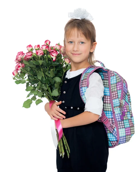 Meisje met een boeket bloemen — Stockfoto