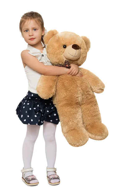 Gadis memeluk Teddy Bear — Stok Foto