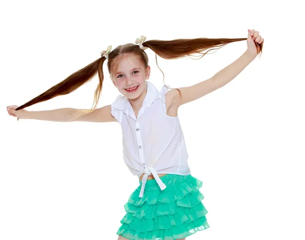 Girl jerks himself off braids — Stock Photo, Image