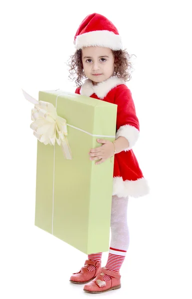 Girl with a gift in their hands — Stock Photo, Image