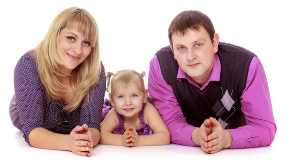 Boldog család három — Stock Fotó