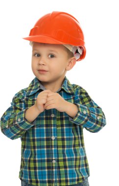 Küçük çocuk bir kask