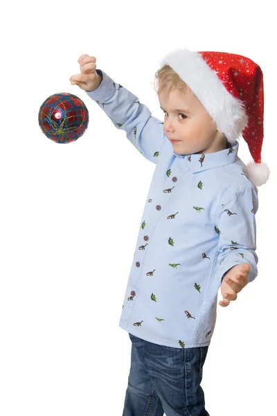 Chłopiec w Czapka Świętego Mikołaja — Zdjęcie stockowe
