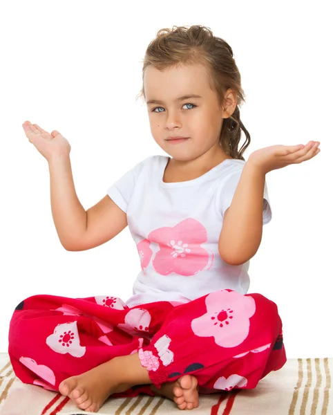 The girl meditates on the Mat — Stock Photo, Image