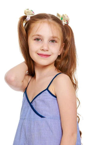 The girl long tails on the head — Stock Photo, Image