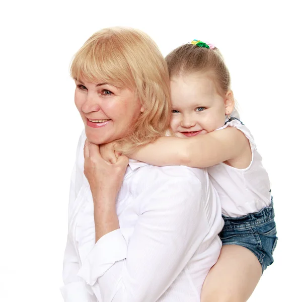 Petite-fille avec grand-mère — Photo