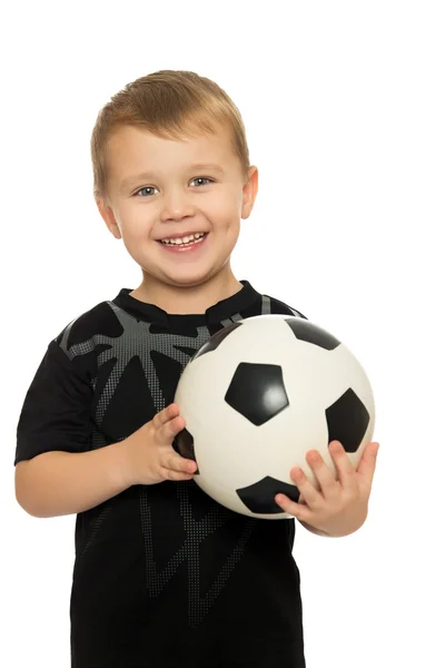 Niño pequeño con pelota de fútbol — Foto de Stock