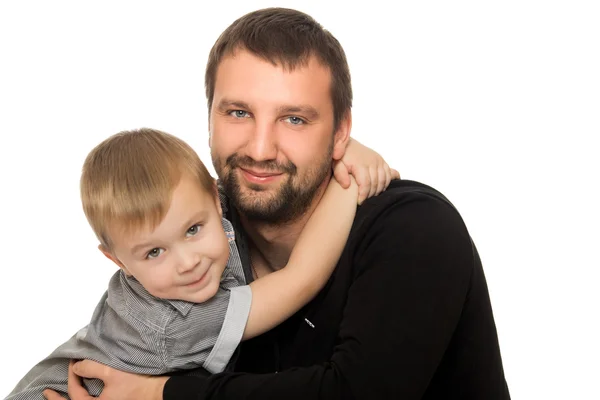 Padre e hijo abrazándose Fotos De Stock