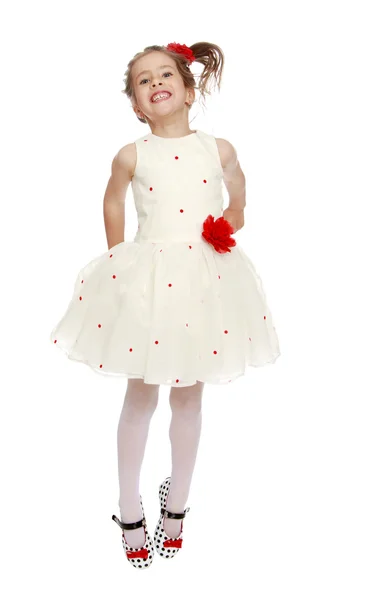 Elegante prinses witte jurk — Stockfoto