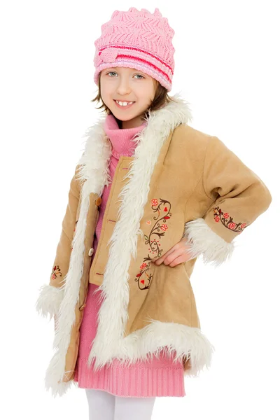 Дівчина в зимовому пальто — стокове фото