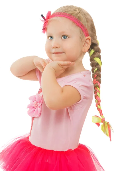Little girl with a long braid — Stockfoto