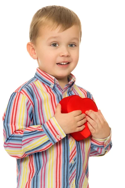 Little boy holding heart — Stock Photo, Image