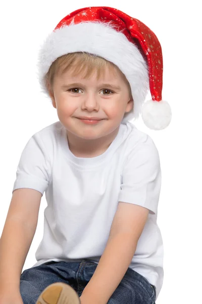 Il ragazzo col cappello di Babbo Natale — Foto Stock